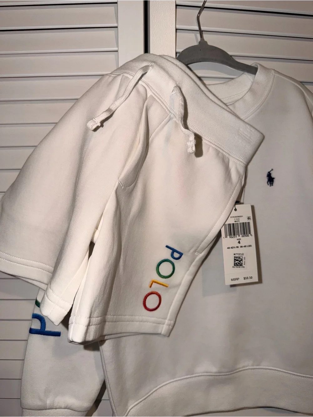 Polo by Ralph Lauren White Crewneck & Rainbow POLO Shorts Kids Set